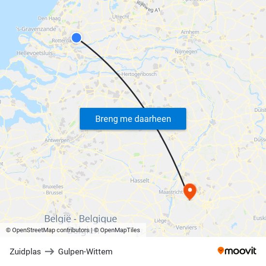 Zuidplas to Gulpen-Wittem map