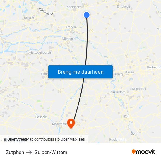 Zutphen to Gulpen-Wittem map