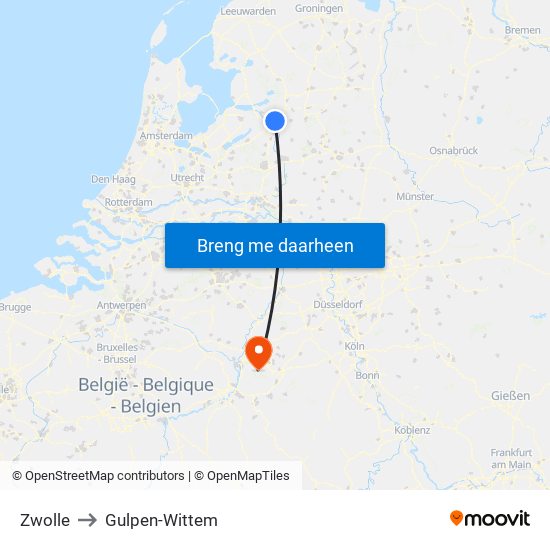 Zwolle to Gulpen-Wittem map