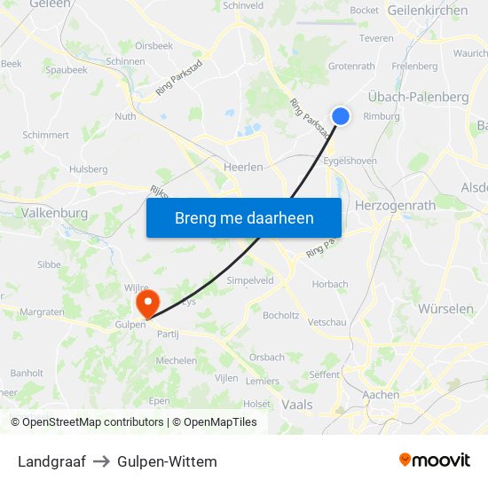 Landgraaf to Gulpen-Wittem map
