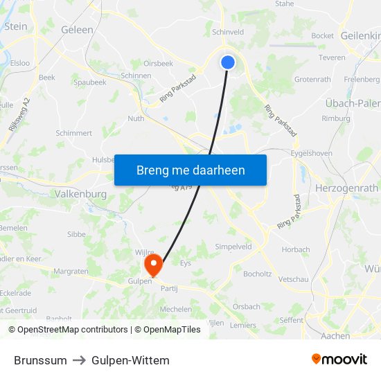 Brunssum to Gulpen-Wittem map