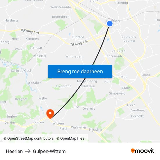 Heerlen to Gulpen-Wittem map