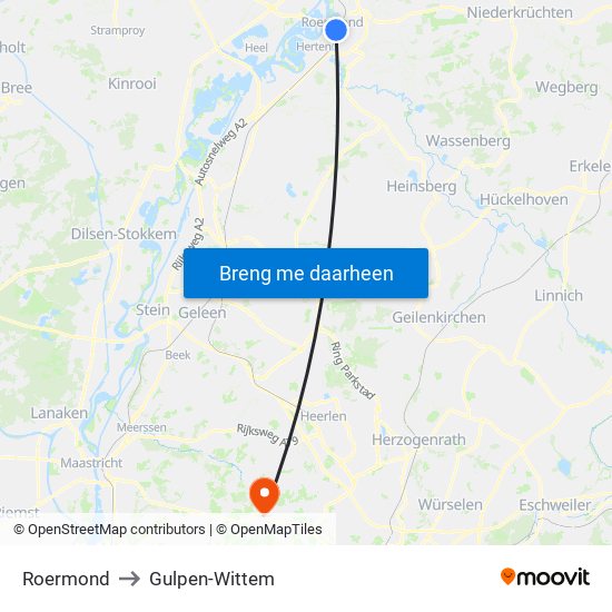 Roermond to Gulpen-Wittem map