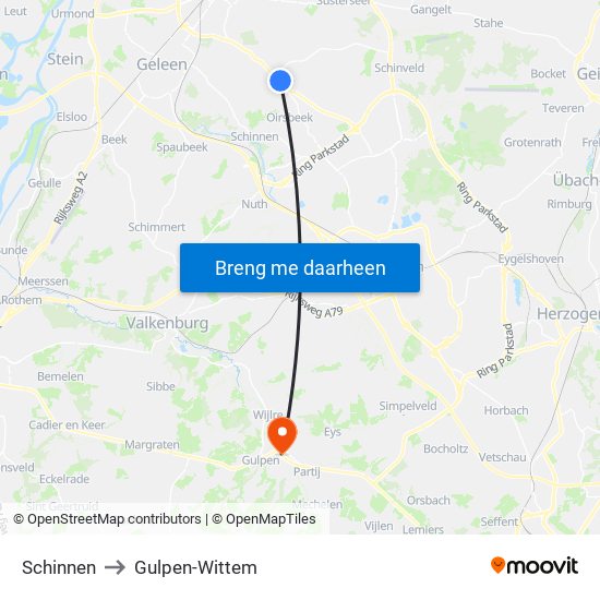 Schinnen to Gulpen-Wittem map