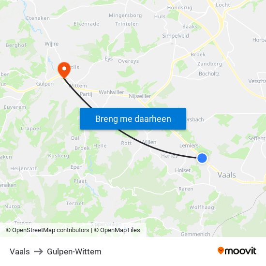 Vaals to Gulpen-Wittem map