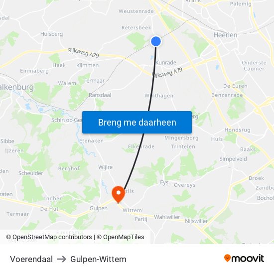 Voerendaal to Gulpen-Wittem map