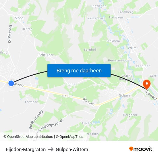 Eijsden-Margraten to Gulpen-Wittem map