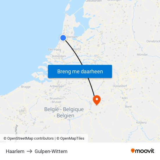Haarlem to Gulpen-Wittem map