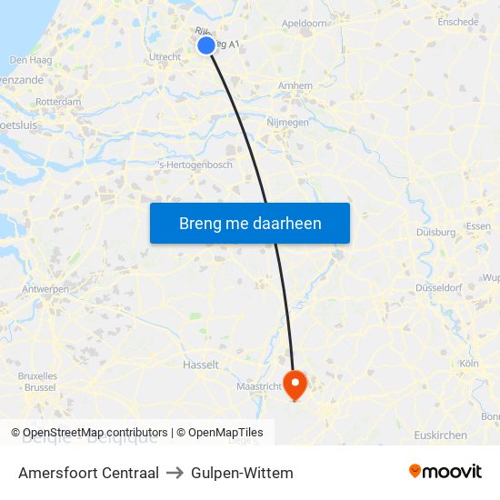 Amersfoort Centraal to Gulpen-Wittem map