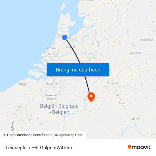 Leidseplein to Gulpen-Wittem map