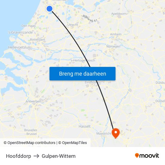Hoofddorp to Gulpen-Wittem map