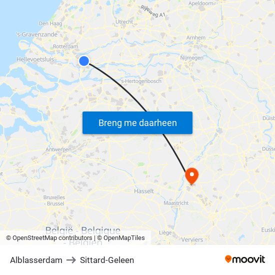Alblasserdam to Sittard-Geleen map