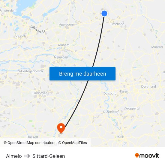 Almelo to Sittard-Geleen map