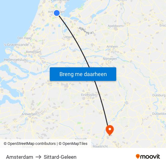 Amsterdam to Sittard-Geleen map