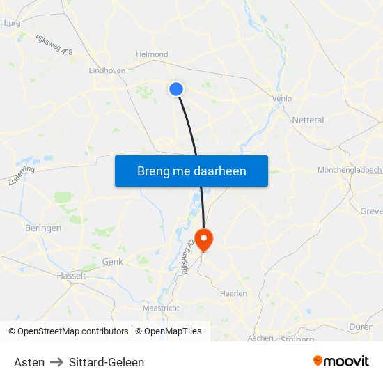 Asten to Sittard-Geleen map
