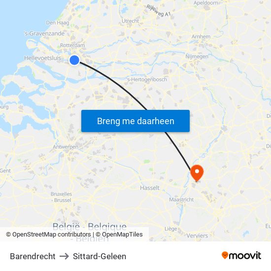 Barendrecht to Sittard-Geleen map