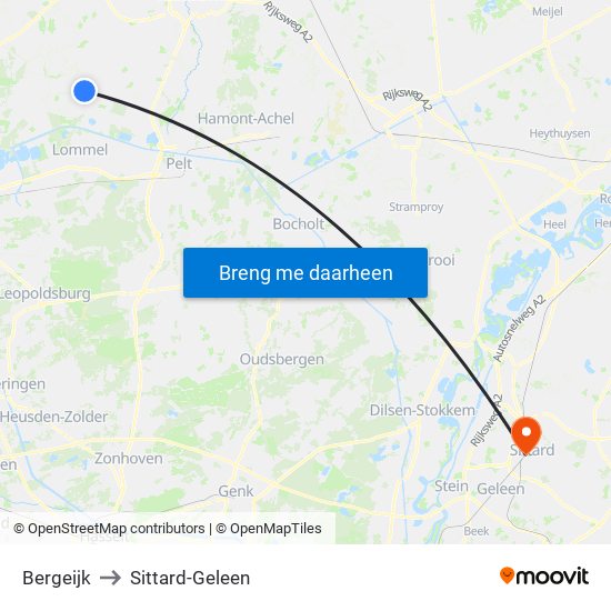 Bergeijk to Sittard-Geleen map