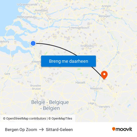 Bergen Op Zoom to Sittard-Geleen map