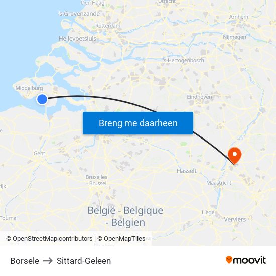 Borsele to Sittard-Geleen map