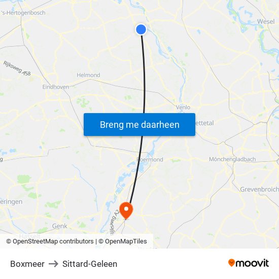 Boxmeer to Sittard-Geleen map