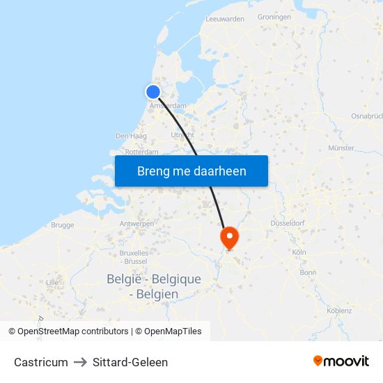 Castricum to Sittard-Geleen map