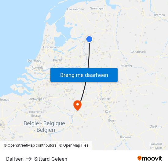 Dalfsen to Sittard-Geleen map