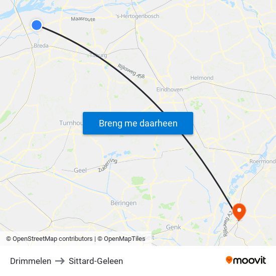 Drimmelen to Sittard-Geleen map