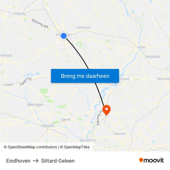 Eindhoven to Sittard-Geleen map