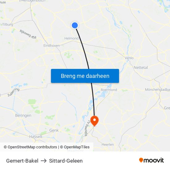 Gemert-Bakel to Sittard-Geleen map