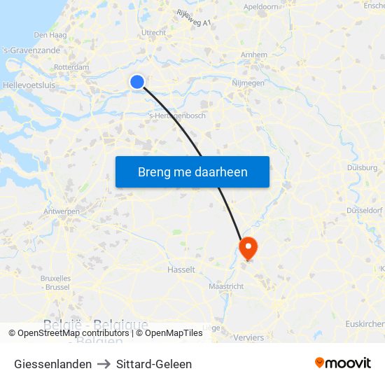 Giessenlanden to Sittard-Geleen map