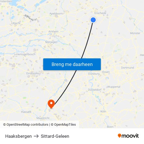 Haaksbergen to Sittard-Geleen map