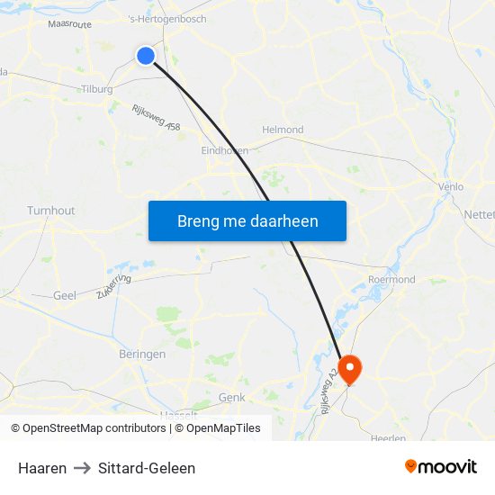 Haaren to Sittard-Geleen map