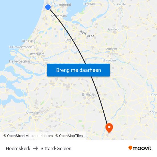 Heemskerk to Sittard-Geleen map