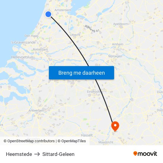 Heemstede to Sittard-Geleen map