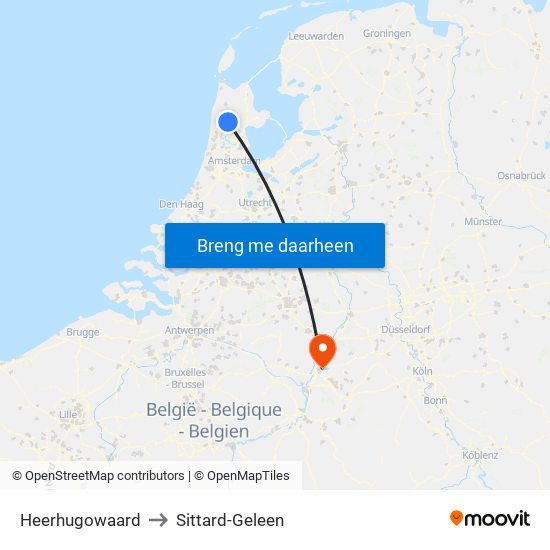 Heerhugowaard to Sittard-Geleen map