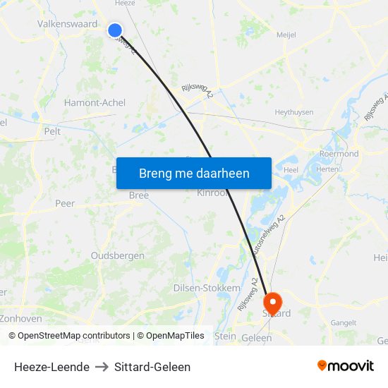 Heeze-Leende to Sittard-Geleen map
