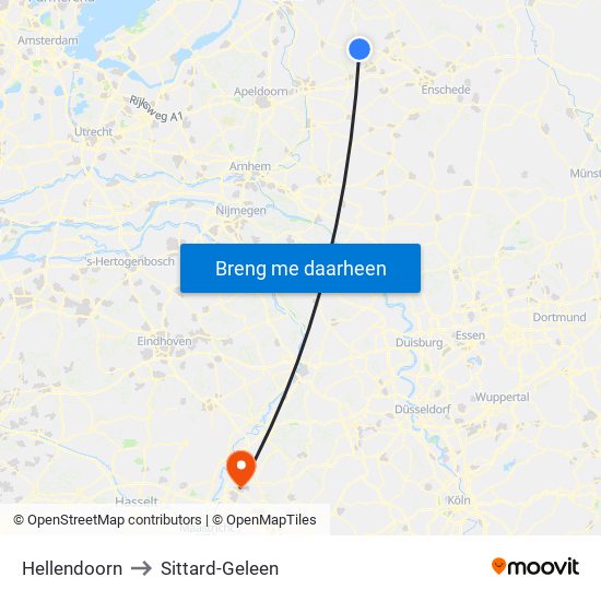 Hellendoorn to Sittard-Geleen map