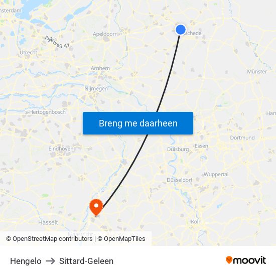 Hengelo to Sittard-Geleen map