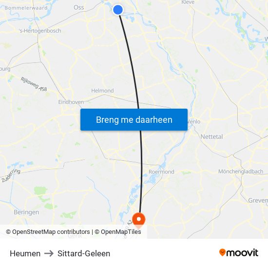 Heumen to Sittard-Geleen map