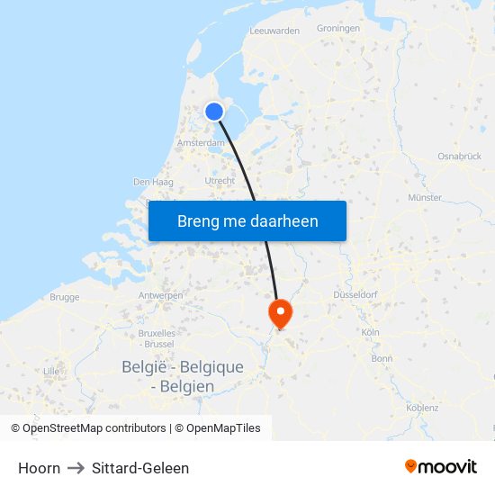 Hoorn to Sittard-Geleen map