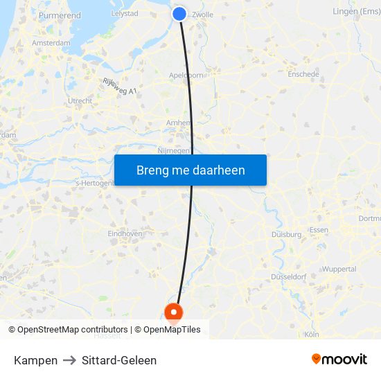 Kampen to Sittard-Geleen map