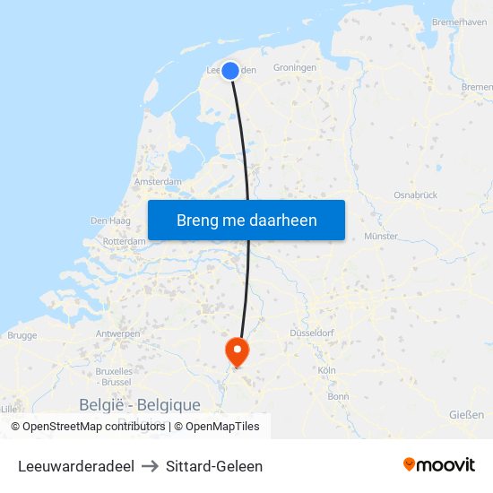 Leeuwarderadeel to Sittard-Geleen map