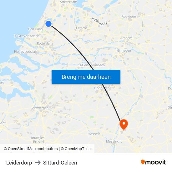Leiderdorp to Sittard-Geleen map