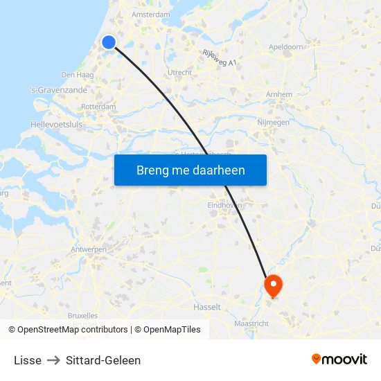 Lisse to Sittard-Geleen map
