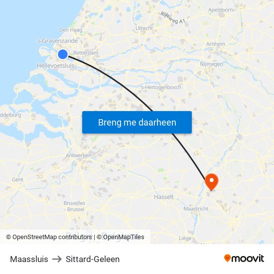 Maassluis to Sittard-Geleen map