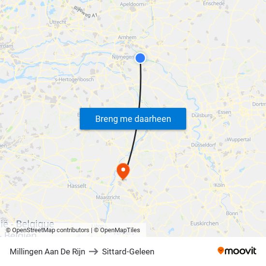 Millingen Aan De Rijn to Sittard-Geleen map