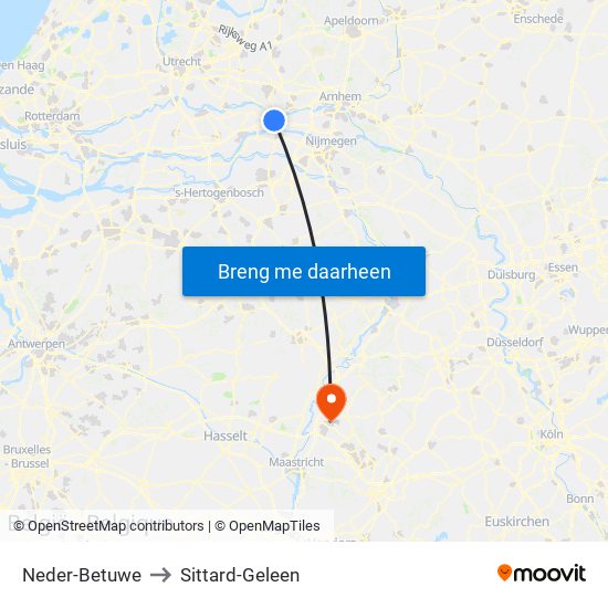 Neder-Betuwe to Sittard-Geleen map