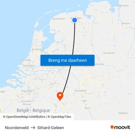 Noordenveld to Sittard-Geleen map