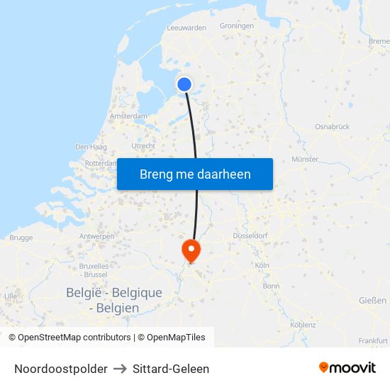 Noordoostpolder to Sittard-Geleen map