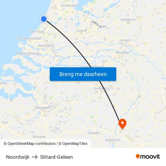 Noordwijk to Sittard-Geleen map